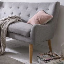 Mørteens Banquette Kamma (2 places) - Tissu / Chêne massif - Gris / Chêne -Bancs Soldes Boutique 1000016145 180809 09305902 GALLERYIMAGES P000000001000016145