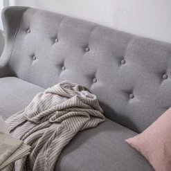 Mørteens Banquette Kamma (2 places) - Tissu / Chêne massif - Gris / Chêne -Bancs Soldes Boutique 1000016145 180809 09310004 GALLERYIMAGES P000000001000016145