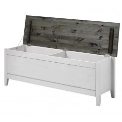 Maison Belfort Coffre à linge Cenan - Pin massif - Blanc - Teinté et verni -Bancs Soldes Boutique 1000104326 211122 08320600569 DETAILS P000000001000104326