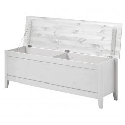 Maison Belfort Coffre à linge Cenan - Pin massif teinté blanc et verni -Bancs Soldes Boutique 1000104365 211122 08321100829 DETAILS P000000001000104365