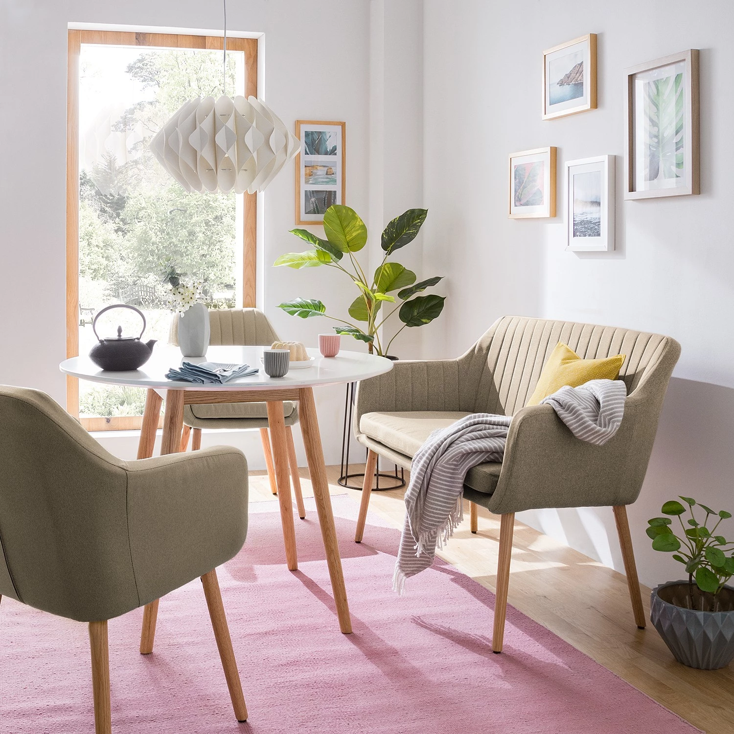 Mørteens Banquette Leedy - Chêne massif - Chêne - Beige chiné 4 Mørteens Banquette Leedy - Chêne massif - Chêne - Beige chiné – Image 2