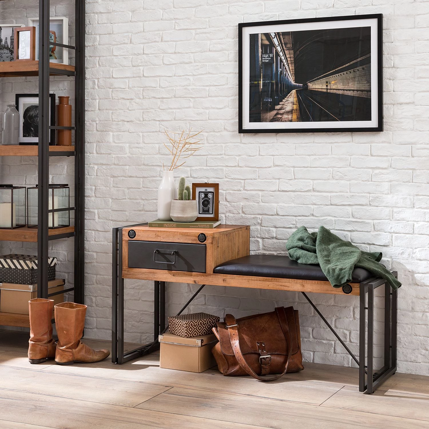 Ars manufacti Banc d’entrée Manchester - Acacia massif / Métal - Acacia / Anthracite 4 Ars manufacti Banc d’entrée Manchester - Acacia massif / Métal - Acacia / Anthracite – Image 2