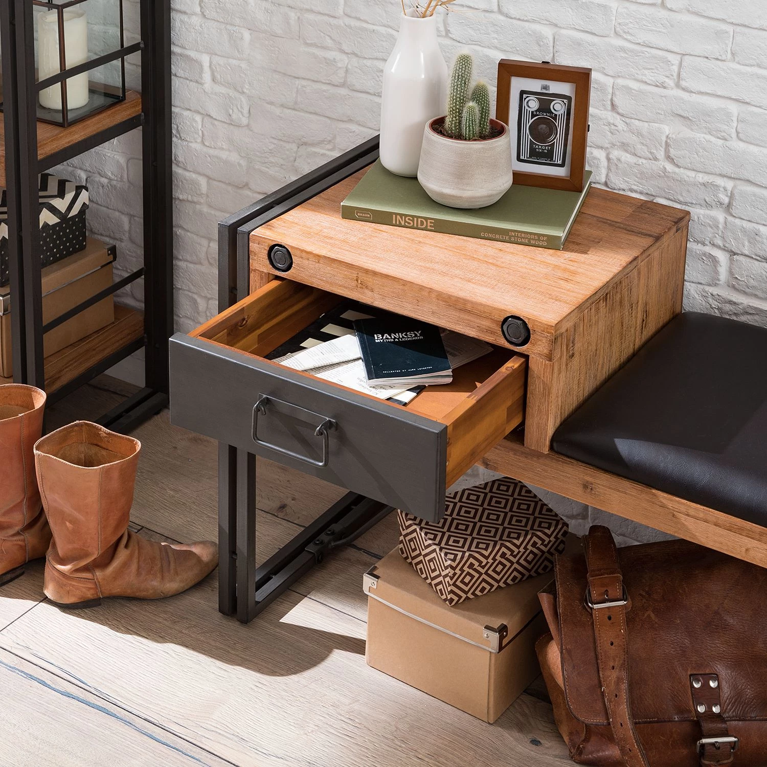 Ars manufacti Banc d’entrée Manchester - Acacia massif / Métal - Acacia / Anthracite 11 Ars manufacti Banc d’entrée Manchester - Acacia massif / Métal - Acacia / Anthracite – Image 9