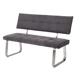 Loftscape Banc Roby II - Tissu / Acier - Anthracite / Imitation acier inoxydable