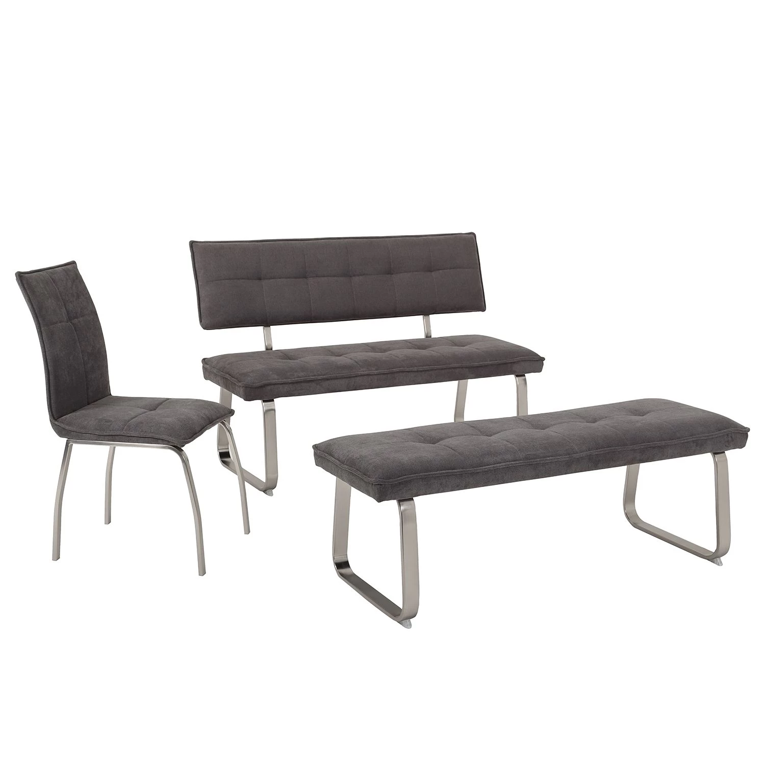 Loftscape Banc Roby I - Tissu / Acier - Anthracite / Imitation acier inoxydable 4 Loftscape Banc Roby I - Tissu / Acier - Anthracite / Imitation acier inoxydable – Image 2