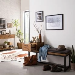 Ars manufacti Banc d’entrée Grasby - Cuir synthétique / Pin massif - Anthracite / Pin -Bancs Soldes Boutique 1000147152 190730 13021800002 MOOD DETAILS P000000001000147152 mood