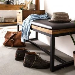 Ars manufacti Banc d’entrée Grasby - Cuir synthétique / Pin massif - Anthracite / Pin -Bancs Soldes Boutique 1000147152 190730 13021800006 MOOD DETAILS P000000001000147152 mood