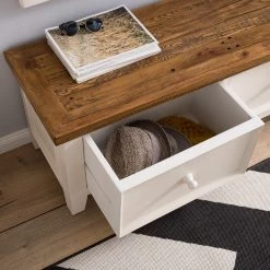 Maison Belfort Banc d’entrée Balignton - Pin massif - Pin / Blanc -Bancs Soldes Boutique 1000148081 211116 124716000132 DETAILS P000000001000148081