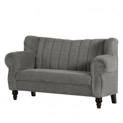 Red Living Banquette Picos (3 places) - Velours côtelé / Pin massif - Gris foncé