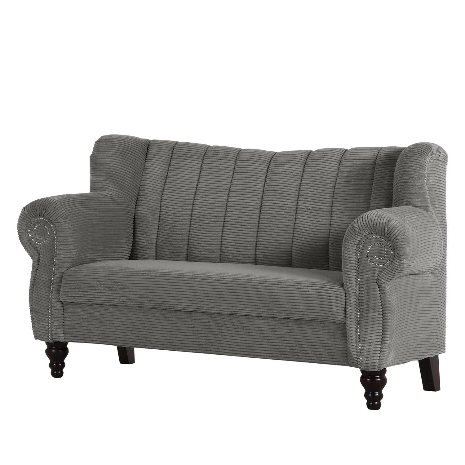 Red Living Banquette Picos (3 places) - Velours côtelé / Pin massif - Gris foncé 3 Red Living Banquette Picos (3 places) - Velours côtelé / Pin massif - Gris foncé