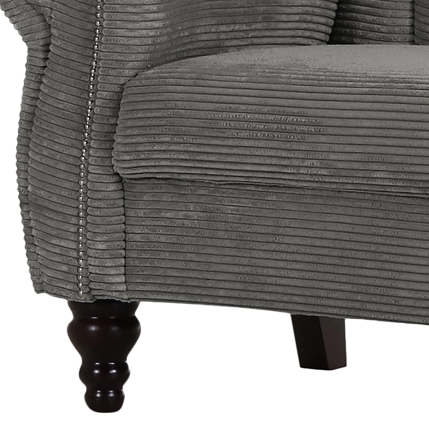 Red Living Banquette Picos (3 places) - Velours côtelé / Pin massif - Gris foncé 5 Red Living Banquette Picos (3 places) - Velours côtelé / Pin massif - Gris foncé – Image 3