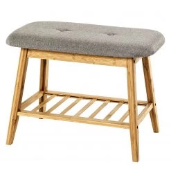 Loftscape Banc d’entrée Stolk - Bois massif - Blanc - Bambou - Largeur : 60 cm