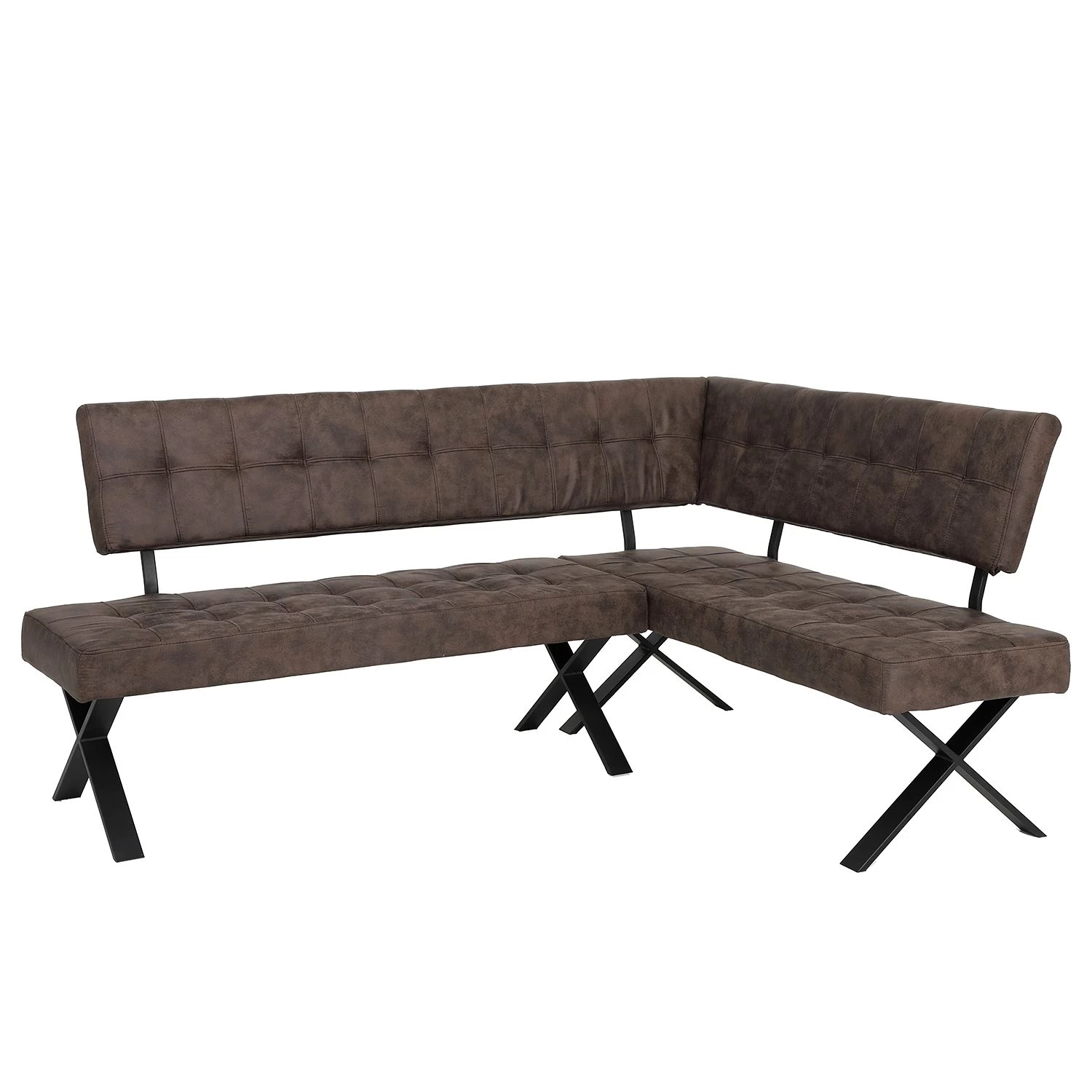 Loftscape Banquette d’angle Clyde - Microfibre / Acier - Gris vintage / Noir - Marron vintage - Angle à droite (vu de face) 3 Loftscape Banquette d’angle Clyde - Microfibre / Acier - Gris vintage / Noir - Marron vintage - Angle à droite (vu de face)