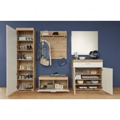 Trendteam Banc d’entrée Amanda - Blanc brillant / Imitiation chêne -Bancs Soldes Boutique 1000180470 190719 14590600008 MOOD DETAILS P000000001000180470 mood