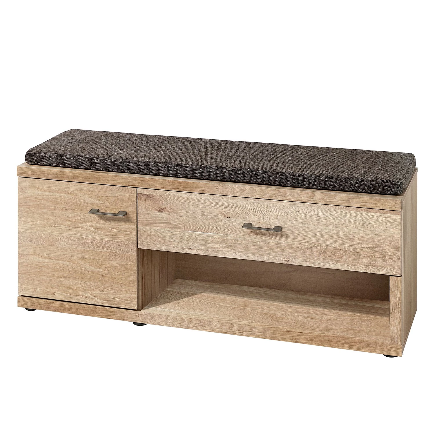 Naturoo Banc d’entrée Goodwood II - Tissu / partiellement en chêne sauvage massif - Marron gris / Chêne sauvage 3 Naturoo Banc d’entrée Goodwood II - Tissu / partiellement en chêne sauvage massif - Marron gris / Chêne sauvage