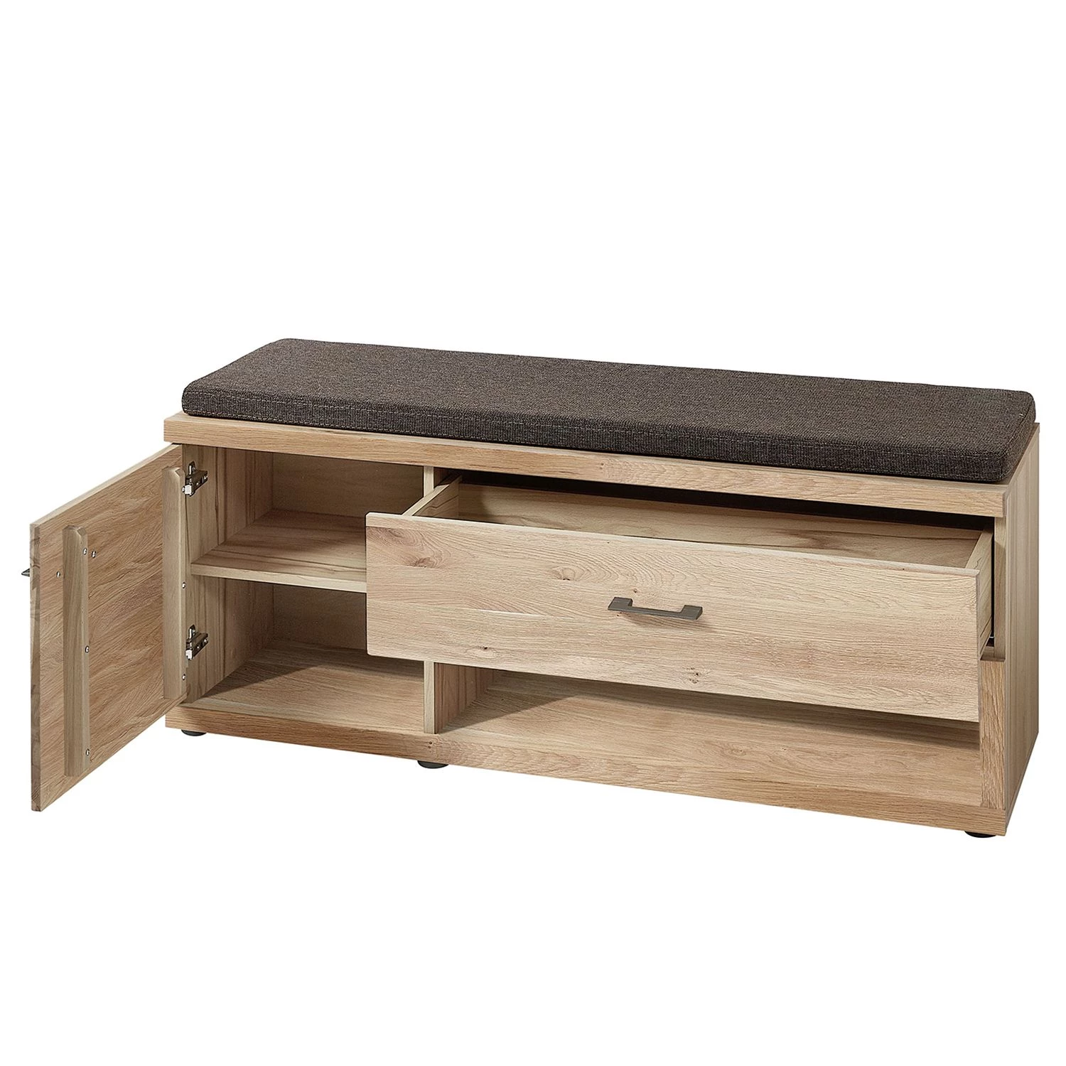 Naturoo Banc d’entrée Goodwood II - Tissu / partiellement en chêne sauvage massif - Marron gris / Chêne sauvage 6 Naturoo Banc d’entrée Goodwood II - Tissu / partiellement en chêne sauvage massif - Marron gris / Chêne sauvage – Image 4