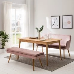 Mørteens Banquette Nicholas III - Velours / Chêne massif - Chêne - Vieux rose / Chêne -Bancs Soldes Boutique 1000183890 200331 06180800006 MOOD DETAILS P000000001000183890 mood