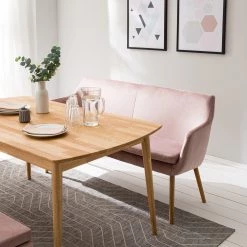 Mørteens Banquette Nicholas III - Velours / Chêne massif - Chêne - Vieux rose / Chêne -Bancs Soldes Boutique 1000183890 200331 06180900008 DETAILS P000000001000183890