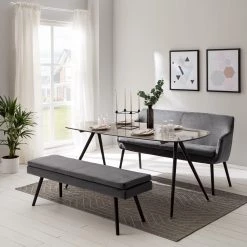 Mørteens Banquette Nicholas IV - Velours / Hévéa massif - Gris foncé / Noir -Bancs Soldes Boutique 1000183891 200331 06181200012 MOOD DETAILS P000000001000183891 mood