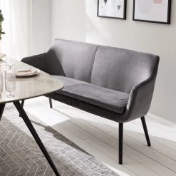 Mørteens Banquette Nicholas IV - Velours / Hévéa massif - Gris foncé / Noir -Bancs Soldes Boutique 1000183891 200331 06181300013 DETAILS P000000001000183891