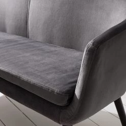 Mørteens Banquette Nicholas IV - Velours / Hévéa massif - Gris foncé / Noir -Bancs Soldes Boutique 1000183891 200331 06181600015 DETAILS P000000001000183891