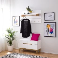 Mørteens Banc d’entrée Tenabo - Partiellement en chêne massif - Blanc / Chêne -Bancs Soldes Boutique 1000184275 200120 17231100020 MOOD DETAILS P000000001000184275 mood