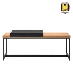 GWINNER Banc d’entrée Style - Cuir véritable / Placage en bois véritable - Noir / Chêne -Bancs Soldes Boutique 1000188726 191119 12335500015 ICON DETAILS P000000001000188726 icon seal