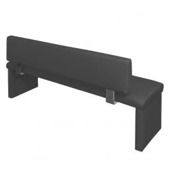 Loftscape Banc Talcott II - Imitation cuir - Chrome - Noir - Largeur : 160 cm -Bancs Soldes Boutique 1000189836 191119 12532400301 DETAILS P000000001000189836