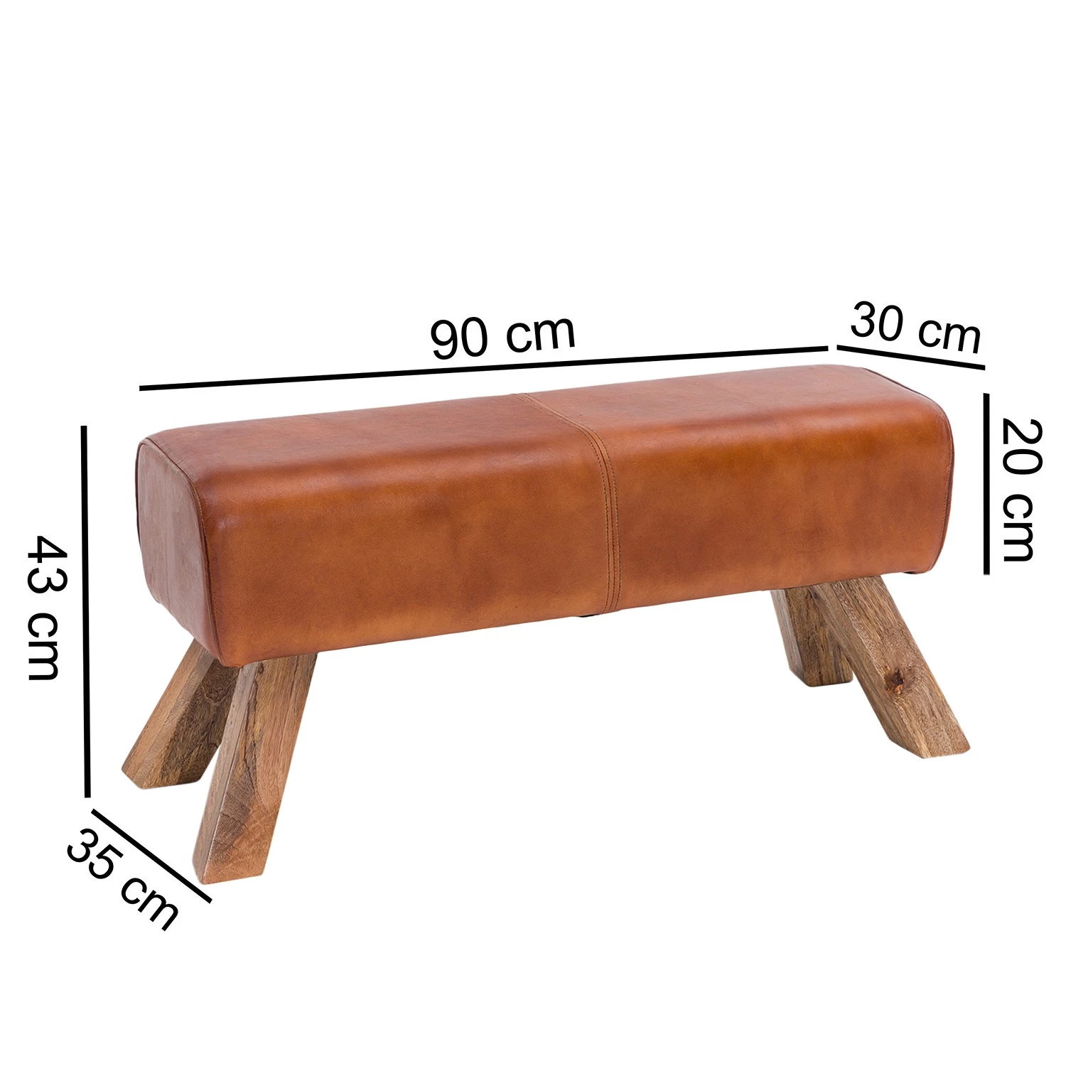 Red Living Banc d’entrée Vilas I - Cuir véritable / Manguier - Cognac / Manguier 7 Red Living Banc d’entrée Vilas I - Cuir véritable / Manguier - Cognac / Manguier – Image 5