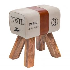 Red Living Banc d’entrée Peabody II - Tissu / Cuir véritable - Beige / Cognac