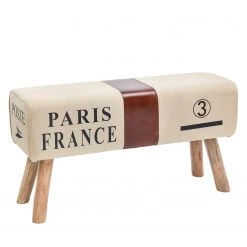 Red Living Banc d’entrée Peabody I - Tissu / Cuir véritable - Beige / Cognac