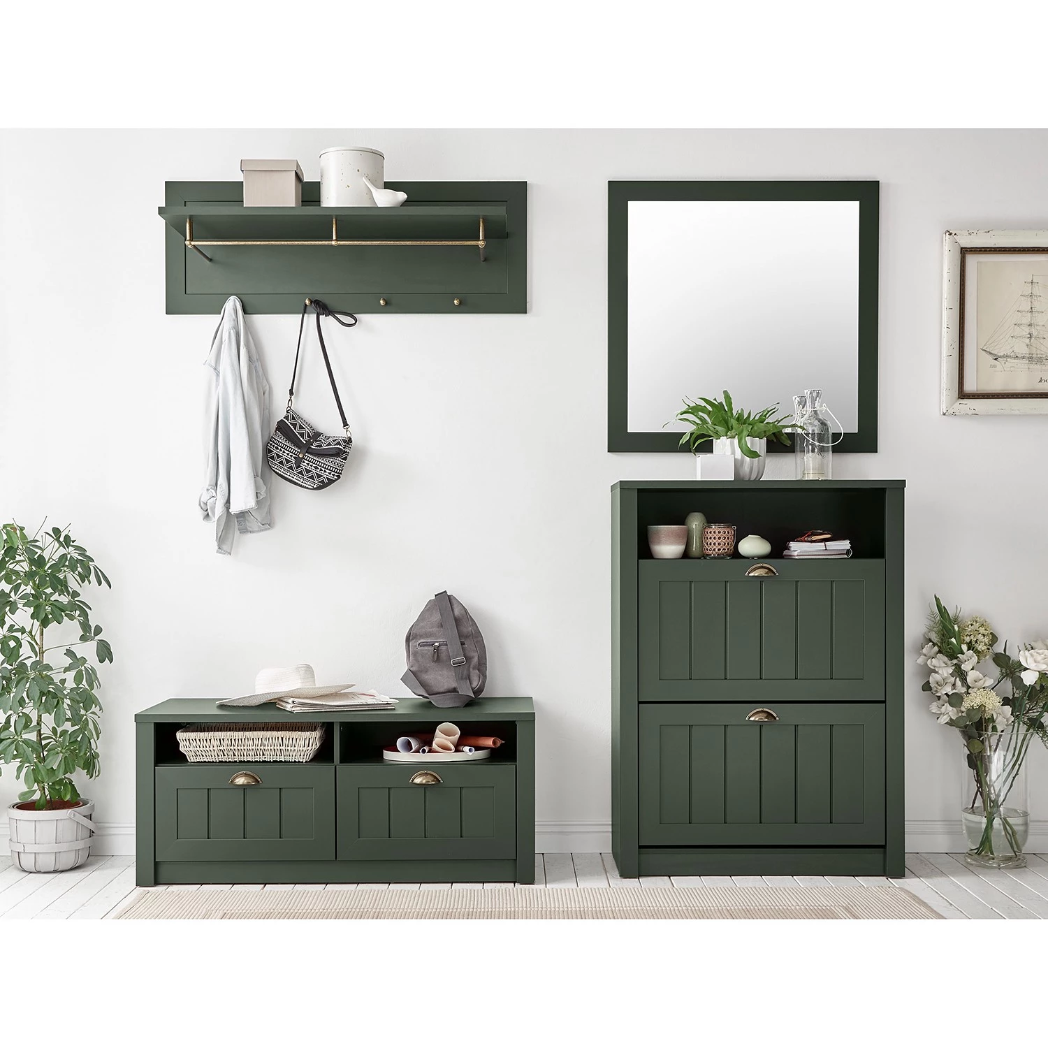 Ridgevalley Banc d’entrée Beauville - Vert mousse / Doré 6 Ridgevalley Banc d’entrée Beauville - Vert mousse / Doré – Image 4