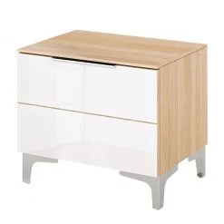 Maja Möbel Banc d’entrée Shino - Verre - Blanc / Imitation chêne - Largeur : 50 cm