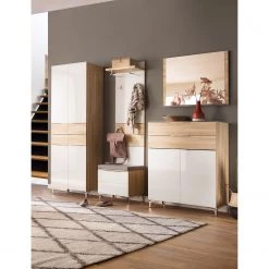 Maja Möbel Banc d’entrée Shino - Verre - Blanc / Imitation chêne - Largeur : 50 cm -Bancs Soldes Boutique 1000199027 191211 12331300027 MOOD DETAILS P000000001000199027 mood