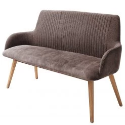 Mørteens Banquette Ondes - Microfibre et tissu / Chêne sauvage massif - Marron / Chêne sauvage