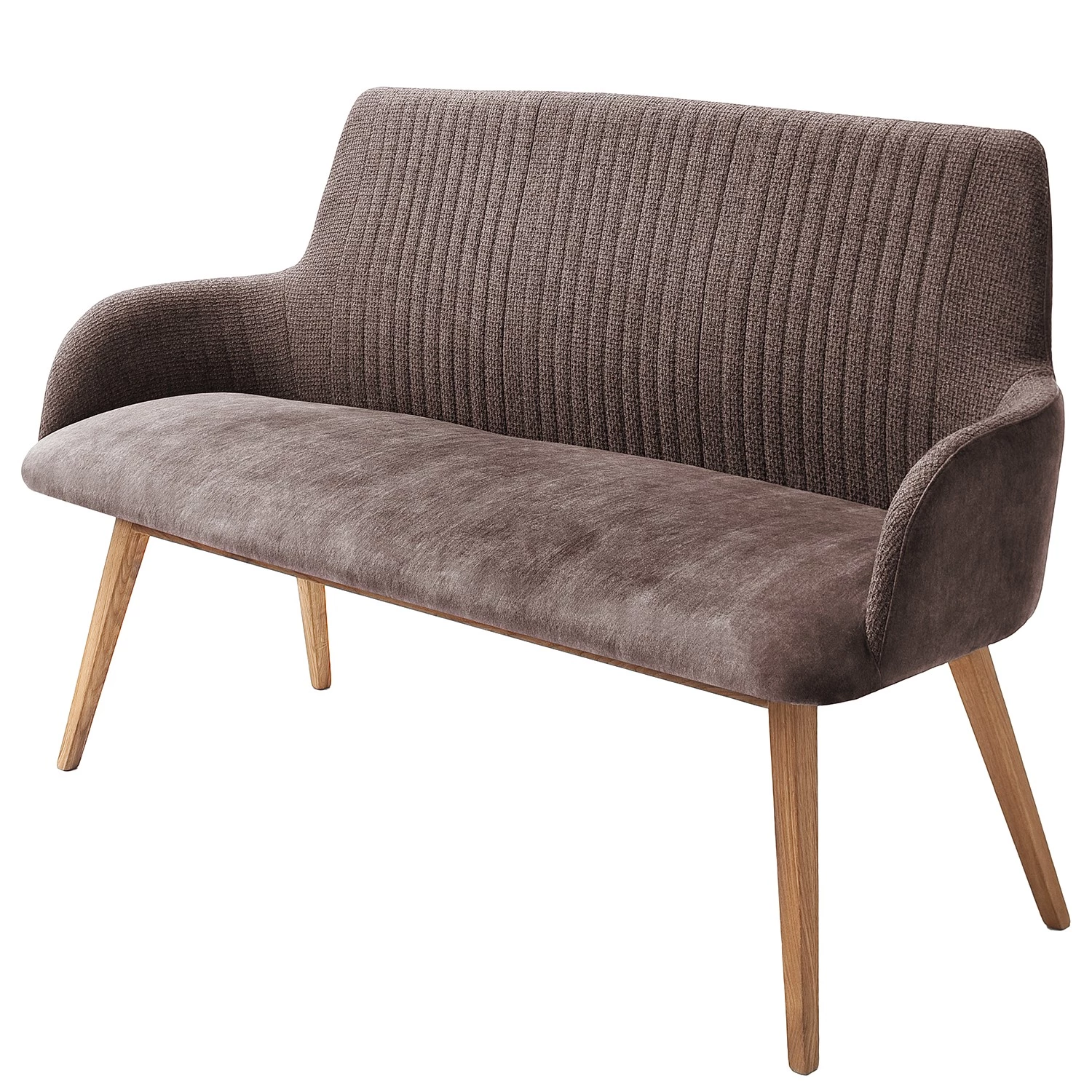Mørteens Banquette Ondes - Microfibre et tissu / Chêne sauvage massif - Marron / Chêne sauvage 3 Mørteens Banquette Ondes - Microfibre et tissu / Chêne sauvage massif - Marron / Chêne sauvage