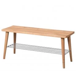 Loftscape Banc d’entrée Weslaco - Chêne sauvage massif / Métal - Chêne sauvage / Argenté