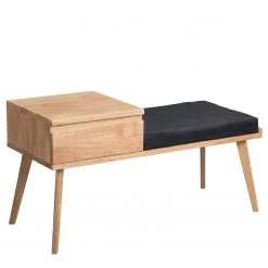 Naturoo Banc d’entrée Picabo - Chêne massif / Tissu - Chêne / Noir