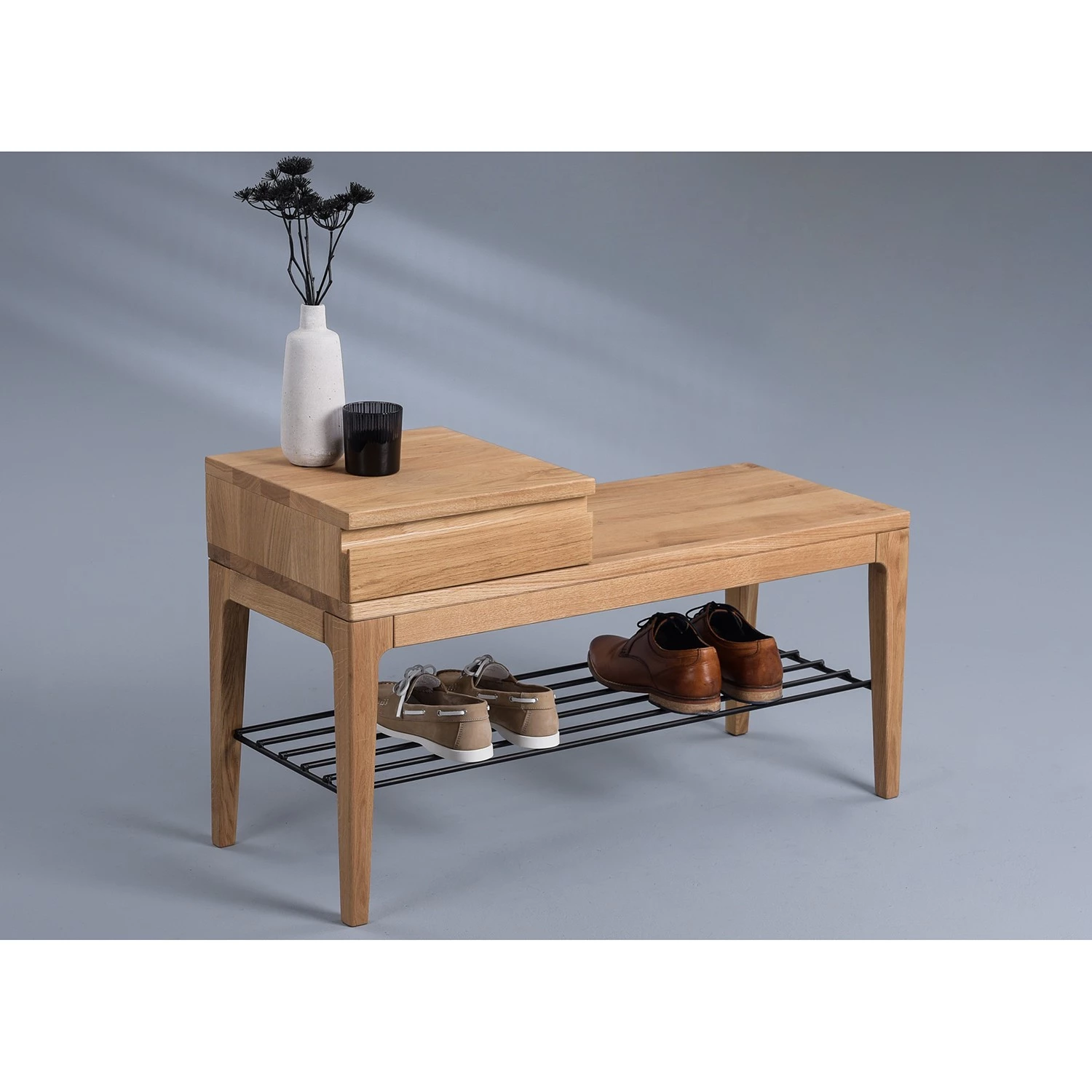 Naturoo Banc d’entrée Wexham - Chêne massif / Métal - Chêne / Noir 4 Naturoo Banc d’entrée Wexham - Chêne massif / Métal - Chêne / Noir – Image 2