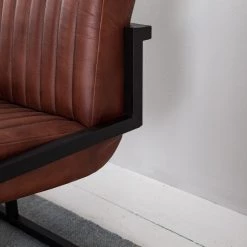 Ars manufacti Banquette Wylie - Cuir / Fer - Marron vintage / Noir -Bancs Soldes Boutique 1000215577 210505 15060600004 DETAILS P000000001000215577