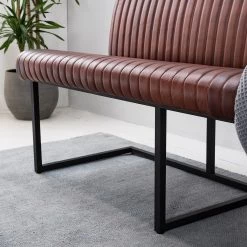 Ars manufacti Banquette Wylie - Cuir / Fer - Marron vintage / Noir -Bancs Soldes Boutique 1000215577 210505 15060800005 DETAILS P000000001000215577