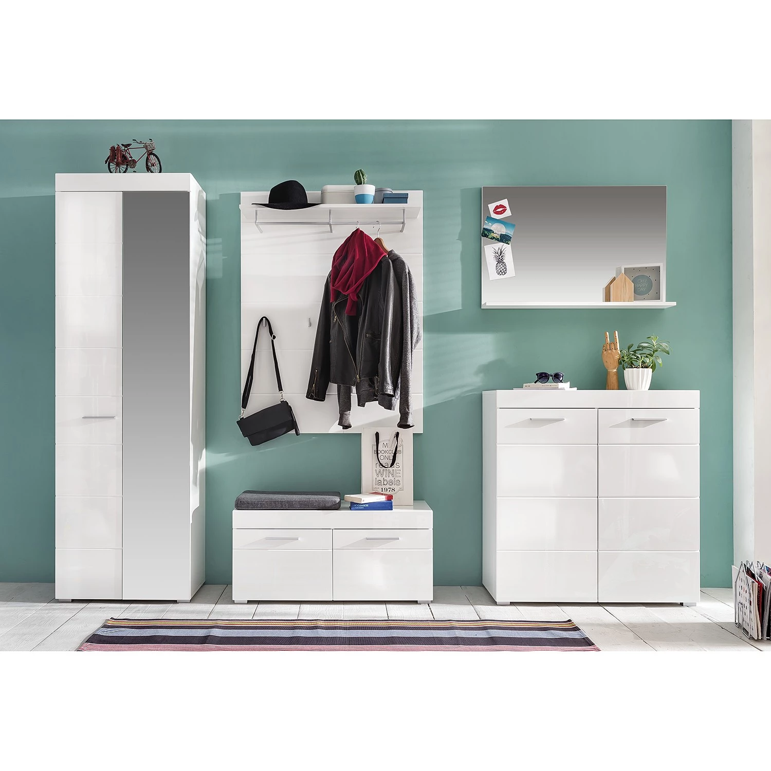 Trendteam Banc d’entrée Amanda - Blanc brillant 4 Trendteam Banc d’entrée Amanda - Blanc brillant – Image 2