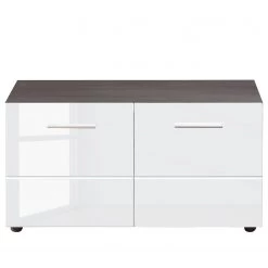 Trendteam Banc d’entrée Line - Blanc brillant / Gris