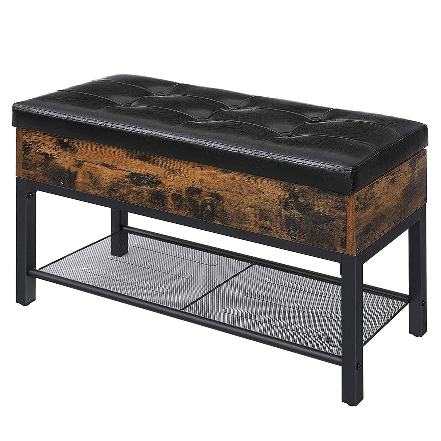 Red Living Banc d’entrée Buxhall - Imitation cuir / Métal - Noir / Marron 3 Red Living Banc d’entrée Buxhall - Imitation cuir / Métal - Noir / Marron