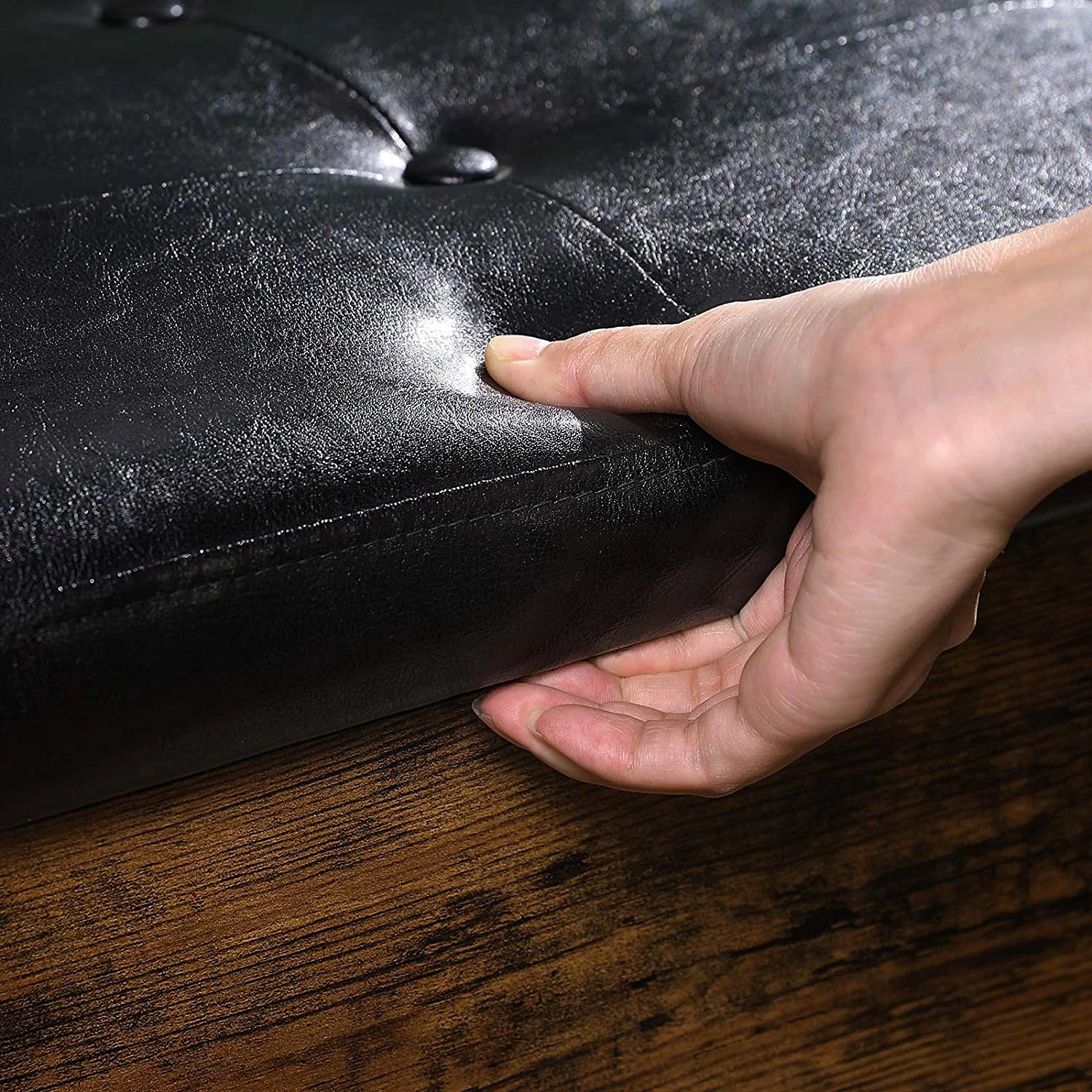 Red Living Banc d’entrée Buxhall - Imitation cuir / Métal - Noir / Marron 11 Red Living Banc d’entrée Buxhall - Imitation cuir / Métal - Noir / Marron – Image 9