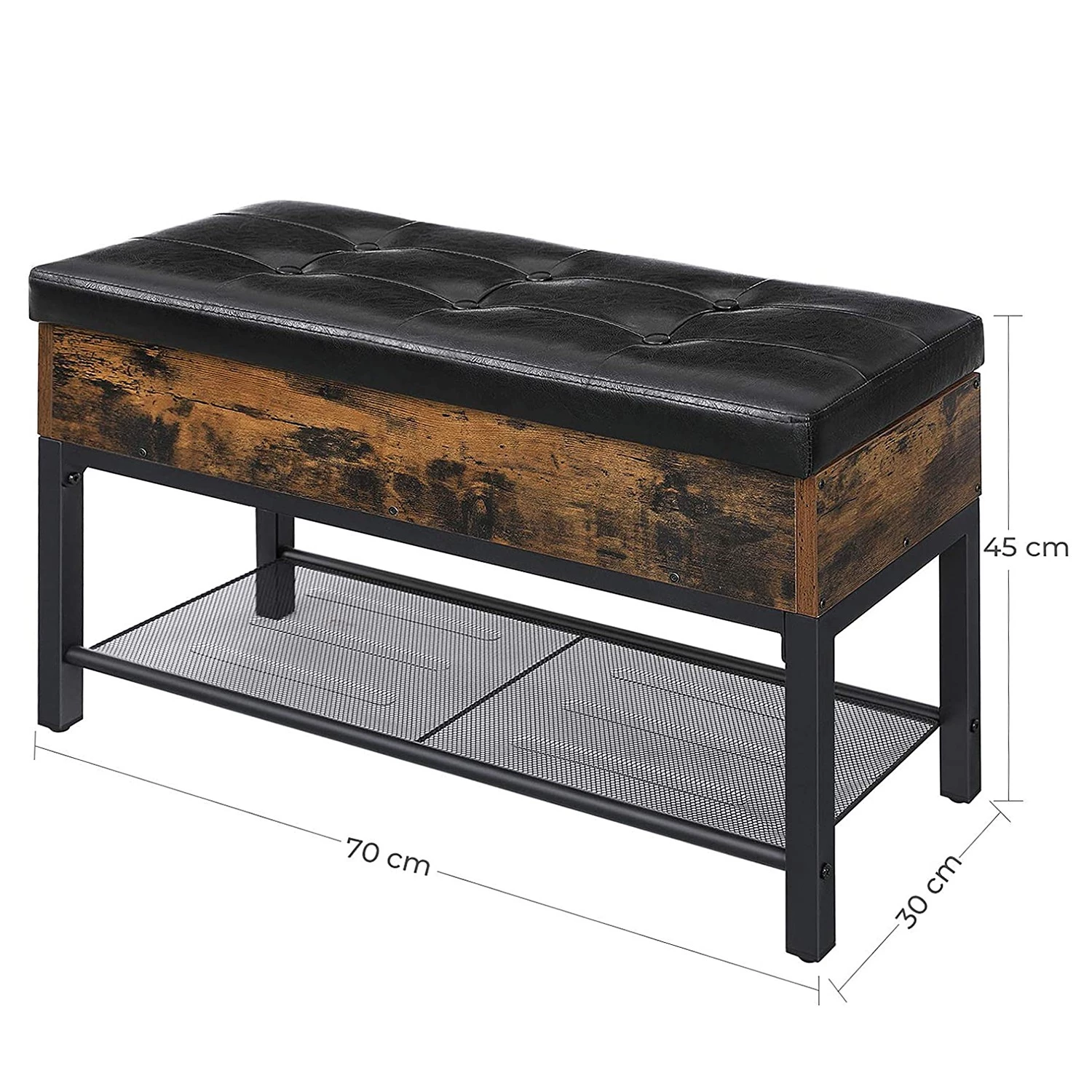 Red Living Banc d’entrée Buxhall - Imitation cuir / Métal - Noir / Marron 12 Red Living Banc d’entrée Buxhall - Imitation cuir / Métal - Noir / Marron – Image 10