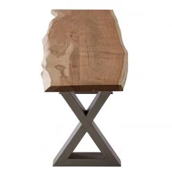 Ars Natura Banc Kapra - Acacia brun - Largeur : 160 cm - Argenté - Forme en X -Bancs Soldes Boutique 1000228073 201210 13060500019 DETAILS P000000001000228073