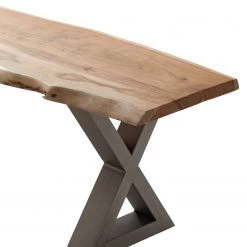 Ars Natura Banc Kapra - Acacia brun - Largeur : 160 cm - Argenté - Forme en X -Bancs Soldes Boutique 1000228073 201210 13060500021 DETAILS P000000001000228073