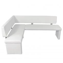 Loftscape Banc d’angle Talcott - Imitation cuir - Chrome - Blanc - Largeur : 194 cm - Angle à gauche (vu de face) -Bancs Soldes Boutique 1000232825 201204 14064300163 DETAILS P000000001000232825