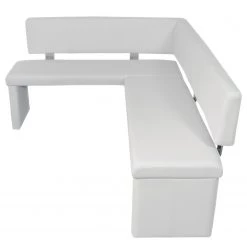 Loftscape Banc d’angle Talcott - Imitation cuir - Chrome - Blanc - Largeur : 194 cm - Angle à gauche (vu de face) -Bancs Soldes Boutique 1000232825 201204 14064300164 DETAILS P000000001000232825